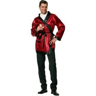 Hugh Hefner Style Bachelor Smoking Jacket Robe Red