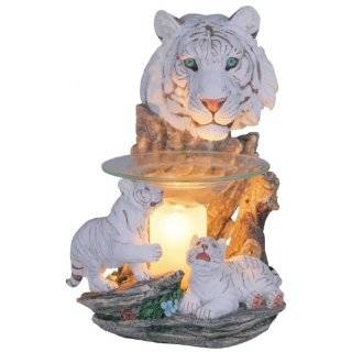 inch Polyresin White Tiger Mother And Children Electric Oil Burner