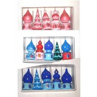 Christmas Ornaments * 5 churches set * 3 in * Russian Hand made, Wood 