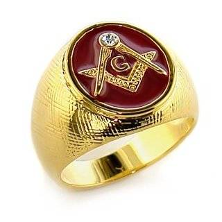  Masonic Ring   (Free Masons) Faux Red Ruby Jewelry