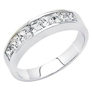 Wedding 14k White Gold Band Channel Set Baguette Cubic Zirconia Ring 