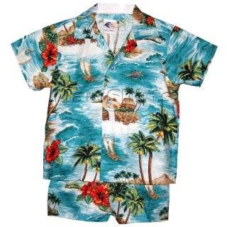 Cabana Set   Red Hibiscus Island Boys Hawaiian Aloha Camp Shirt 