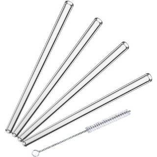   Simple Elegance 5 Piece 9.5mm 8 Inch Glass Straws with Brush Set