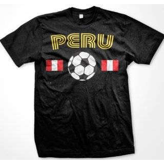 Peru Flags International Soccer T shirt, Peruvian National Pride Mens 