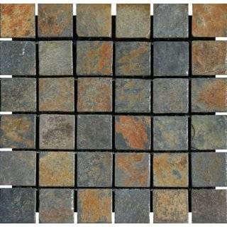  1 3/8 x 1 3/8 Indian Autumn Tumbled Slate Mosaic Tiles 