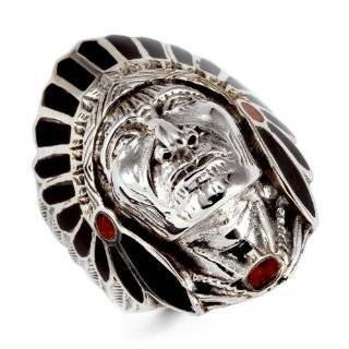    925 Silver Mother of Pearl American Indian Head Ring Jewelry