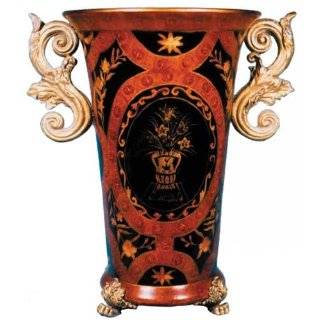  Wide flower vase   black and gold design   porcelain body 