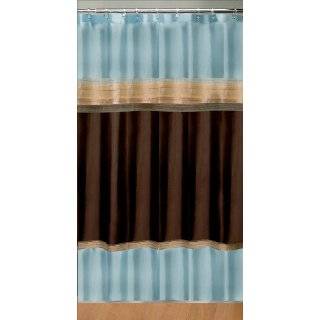 Lush Decor Terra Shower Curtain, Blue/Chocolate 