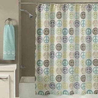   Groovy Peace Sign Tie Dye Kids Bathroom Fabric Bath Shower Curtain