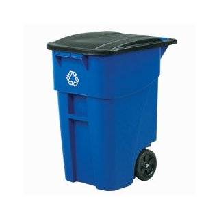  Mobile Trash Container With Lid   32 Gallon Blue